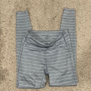 Athleta Gray and White Striped Leggings (S)